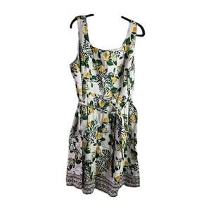 Roz & Ali Mediterranean Lemon Print Fit And Flare Summer Dress Womens 24 Knee